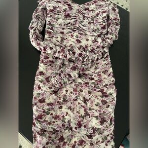 Ronny Kobo cold shoulder floral ruched dress